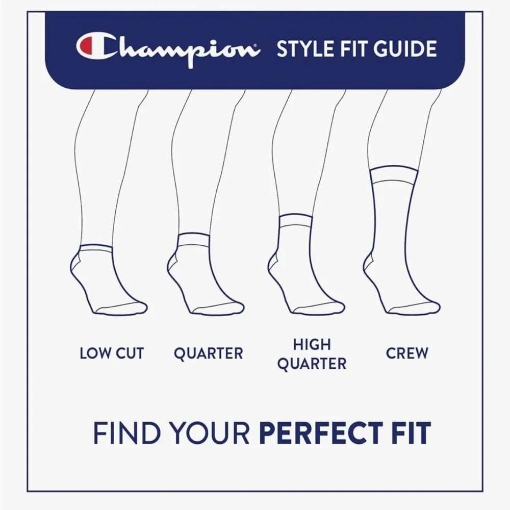 NEW Champion Men’s Performance Cushion Crew Socks 5 Pairs White Black Gray